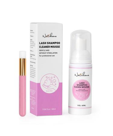 Lash Shampoo Clean Mousse for Eyelash Extension Lash Cleanser 60ML Eyelash Wash for Extensions Eyelash Cleaner Mousse for Professional Use Lash Foam Cleanser Lashes Supplies (rose flavor)