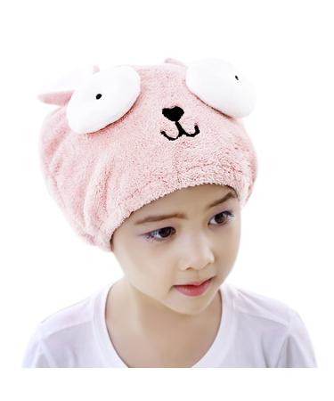 FakeFace funny hair dryer children head towel polyester microfiber headscarf dry hood hair turban soft dry hair towel large eye pink