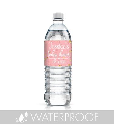 Custom Pink & Gold It's a Girl Baby Shower Water Bottle Labels - Set of 24 Stickers - Buy Online on GoSupps.com