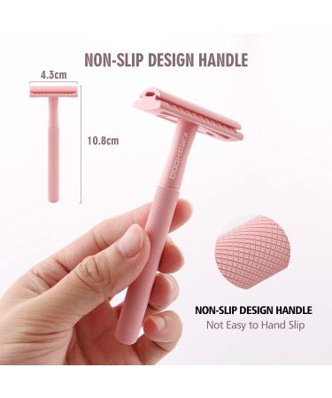 Double Blade Razor for Men & Women | Metal Single Blade Razor with 10 Pink Blades - Smooth Shaving Experience - Buy Online on GoSupps.com