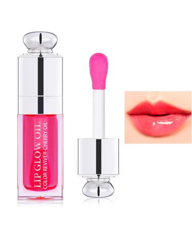 Hydrating Lip Glow Oil Lip Plumping Lip Oil Gloss Tinted Lip Balm Transparent Moisturizing Toot Lip Care Oil Non-sticky Big Brush Head Nourishing Repairing Lip Lines and Prevents Dry Cracked Lips(015#)