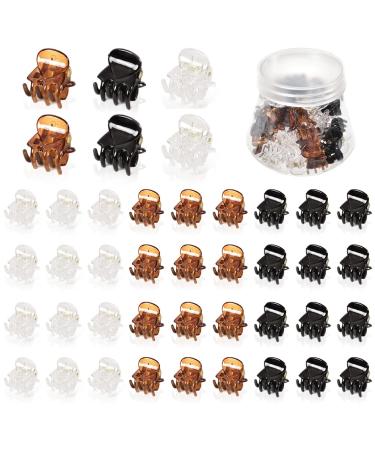 36 PCS Mini Hair Claw Clips for Women  0.6 Inch Plastic Small Hair Jaw Clip Claws for Long Hair Kids Girls Hair Styling Gifts (Black  Brown  Clear)