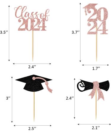 36 Pcs 2024 Graduation Cupcake Toppers Glitter Graduation Cupcake Picks Class Of 2024 Grad Cap Diploma Cupcake Toppers Graduation Theme Party Cupcake Decorations Supplies Rose Gold - Buy Online on GoSupps.com