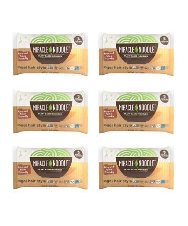 Miracle Noodle Angel Hair Pasta - Plant Based Shirataki Noodles, Keto Pasta, Vegan, Gluten-Free, Low Carb Pasta, Paleo, Low Calories, Soy Free, Non-GMO - Perfect for Your Keto Diet - 7 oz (Pack of 6) Standard Packaging