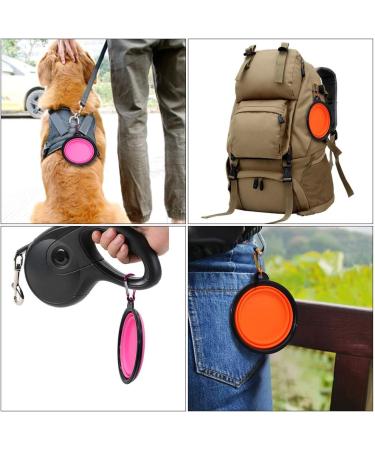 Slson Foldable Pet Bowl - Portable Travel Bowl for Dogs & Cats (350ml) with Carabiner Water & Food Bowls in Orange & Pink - Buy Online on GoSupps.com