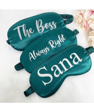 Personalised Sleep Silk Satin Eye Mask Custom Any Name Rest Sleeping Relaxing Mask Gift for Her Mothers Day Birthday Bridesmaid Hen Bridal Christmas Gift Party Favours Present HUNYLONDON (Dark Green) - Buy Online on GoSupps.com