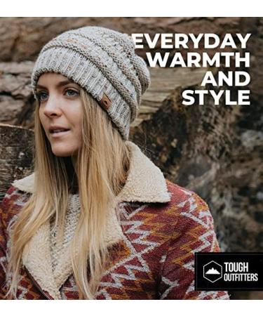 Womens Black Cable Knit Beanie Hat - Warm & Stylish Winter Cap by Tough Headwear - Buy Online on GoSupps.com