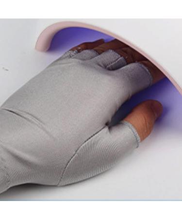 Professional 1 Pair UV Gloves For Nails Art Light Protection Gel Polish Manicure Care Fingerless Moisturizing Hand Protector Manicure Tools (Grey) - Buy Online on GoSupps.com