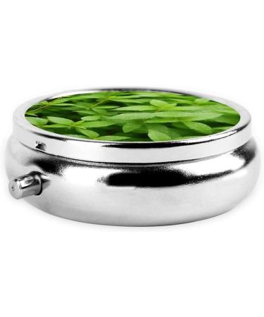 Leaf Rain Printed Mini Round Pill Box | 3 Compartment Travel Pill Organizer | Portable Medicine Case for Pocket & Home Use - Buy Online on GoSupps.com