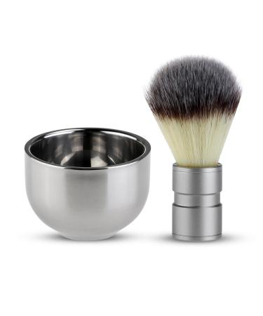 Badger hair shaving brush with two-layer stainless steel shaving bowl - Buy Online on GoSupps.com