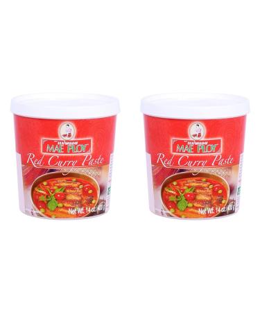 Mae Ploy Seasoning Paste Curry Red Cup (1 x 400 g) (Pack of 2) 400 g (Pack of 2)