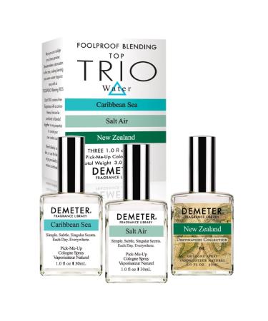 DEMETER Water Foolproof Blending Set of 3 Perfumes - Caribbean Sea Salt Air New Zealand - 3 Unique 1 Oz Cologne Sprays