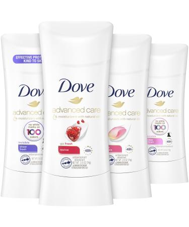 Dove Deodorant Set - Advanced Care Deodorant for Women Dove Antiperspirant Deodorant 48-Hour Effective Protection with Nourishing Oils for Soothing Sensitive Skin Scented 2.6 Oz (4 Piece Set)