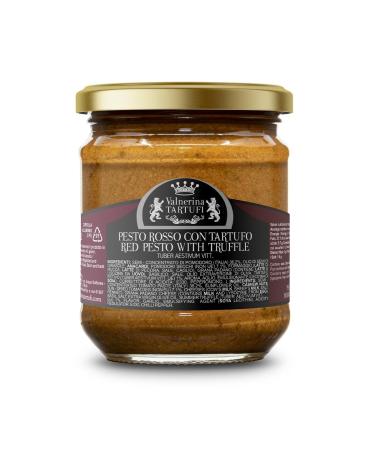 Valnerina Tartufi Italian Pesto Rosso Sauce with Summer Black Truffle | Pasta Seasoning Ready Sugo | Gastronomic Specialty | 180 gr jar.
