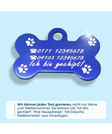 Personalized Bone-Shaped Dog & Cat Pendants - Engraved Ibera Gifts | Customizable for Small to Medium Pets (Blue Paws) - Buy Online on GoSupps.com