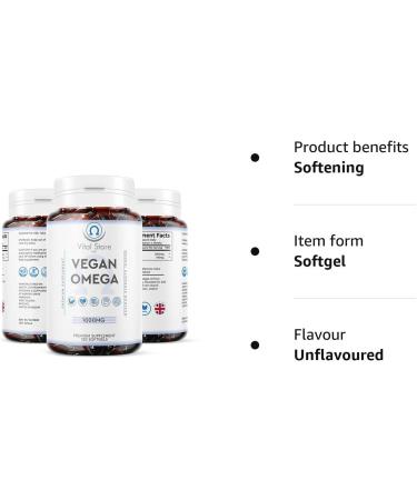 Vegan Omega 3 6 9 DHA & EPA Oil 1000mg - 4 Month Supply | Algae Oil Soft gels - High Strength - Buy Online on GoSupps.com