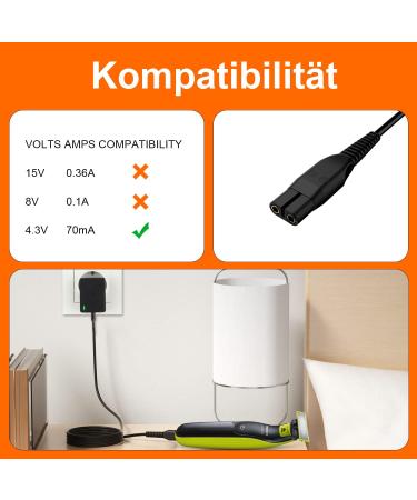 OneBlade Charging Cable for Philips QP2520 QP2620 MG3720 MG5720 MG5730 - Replacement A00390 Charger 1.5m - International Shipping - Buy Online on GoSupps.com