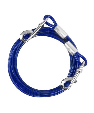 10 m dog line steel wire Small medium-sized dogs 6mm tie-out linen pet heavy duty up to 250kg dogs farm linen with rotating hooks tie out pets cable for camping training (blue 10m) 10m blue