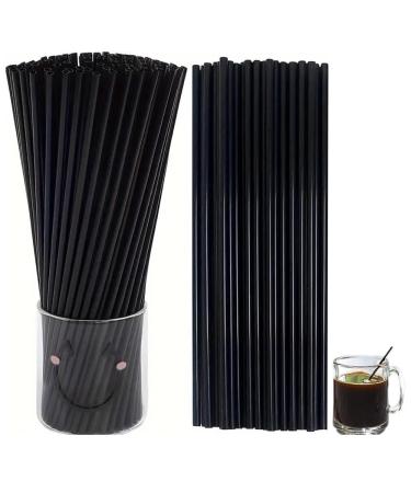 100pcs Jumbo Plastic Smoothie Straws Colorful Disposable Large Smoothie Straw Plastic Milkshake Straw (Black)