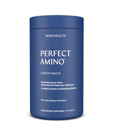 BodyHealth PerfectAmino (300 ct) Easy to Swallow Tablets, Essential Amino Acids Supplement with BCAAs, Vegan Protein for Pre/Post Workout & Muscle Recovery with Lysine, Tryptophan, Leucine, Methionine 60 Servings (Pack of 1)