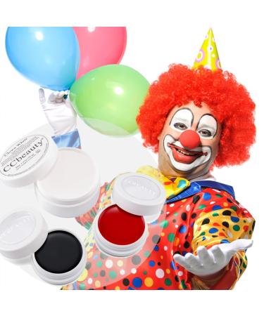 CCbeauty Clown Makeup Kit - Professional Face Paint & Brushes for Halloween SFX Cosplay | Clown White + Black + Red - Buy Online on GoSupps.com