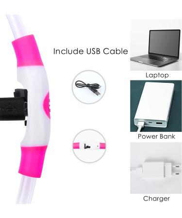 Coolzon LED Light Neck Band Dog Collar - Waterproof & Adjustable - 3 Modes Super Bright for Small to Large Dogs & Cats - Pink - Buy Online on GoSupps.com