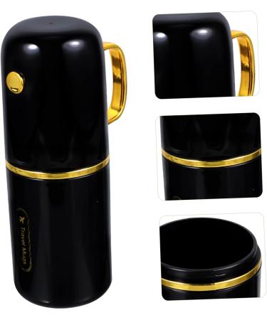 Travel Toothbrush Cup Set - Portable Gilded Mouthwash & Toothpaste Holder - Black 20x7.5CM for International Shipping - Buy Online on GoSupps.com