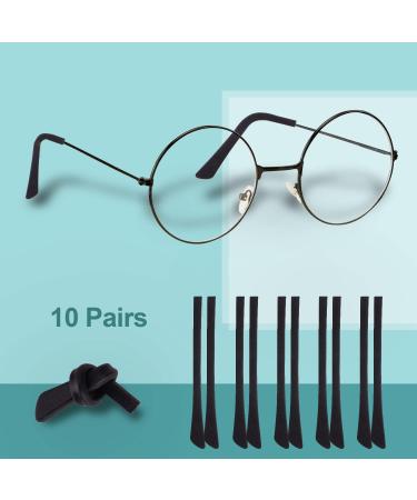 10 Pairs Silicone Anti-Slip Eyeglass End Tips - Soft Replacement Tube Sleeves for Thin Wire Sunglasses - Black - Buy Online on GoSupps.com