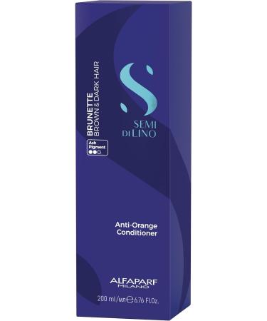 Alfaparf Milano Semi di Lino Brunette Anti-Orange Conditioner - Blue Light Shield Technology - Detangles and Neutralizes Orange Tones - 6.7 oz - Buy Online on GoSupps.com