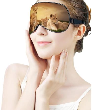 African Lions Sunset Sleep Mask - Adjustable Eye Cover for Sleeping & Travel - Blocks Light for Men and Women - Buy Online on GoSupps.com