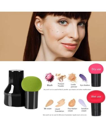 2 Pcs Dual-Use Makeup Blending Sponges for Face - Wet/Dry Mushroom Facial Foundation Sponges - Perfect for Loose or Pressed Powder - Buy Online on GoSupps.com