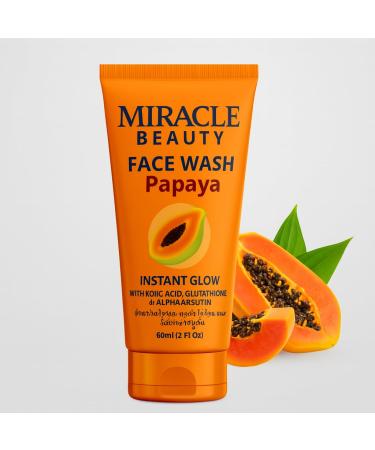 Miracle Beauty Papaya Daily Routine Dark Spots Pigmentation & Hyperpigmentation Blackheads Acne & pimple Glow Clean Brightening & Lightening Face Wash travel size & Cleanser For Women & Men