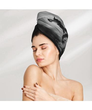 Running Horse Black & White Microfiber Hair Towel | Super Absorbent Coral Velvet Quick Dry Wrap for Long Curly & Thick Hair - Women's Hair Care Essential - Buy Online on GoSupps.com