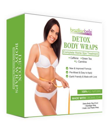 Brazilian Belle Detox Clay Body Wraps for Inch Loss | Advanced Spa Formula with Bentonite Clay, Caffeine & Aloe Vera | Cleanses & Improves Skin Texture | 8 Applications