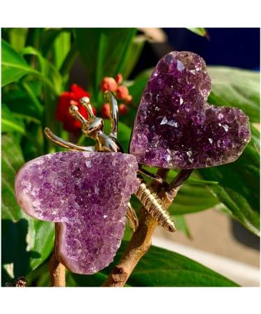 ROUPWKWO Amethyst Stone 30G Natural Amethyst Crystal Cluster Butterfly Fairy Specimen Decoratio - Buy Online on GoSupps.com