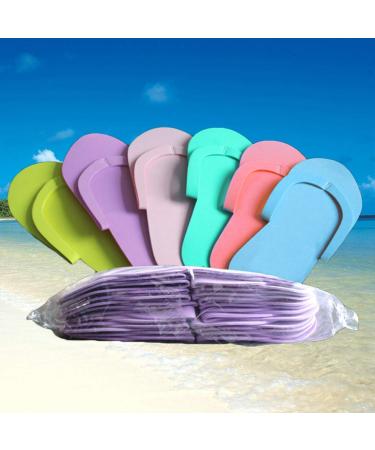 Lurrose 12 Pairs Disposable Flip Flops - Foam Pedicure Slippers for Spa - Random Color | International Shipping - Buy Online on GoSupps.com