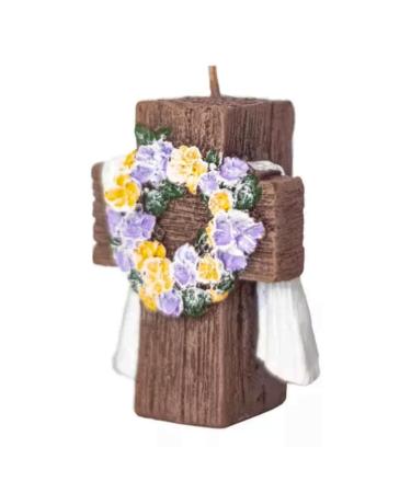 Floral Scented Christian Candle - Holy Cross Candle for Prayer & Meditation - Prayer Candle with Premium Soy Wax - Perfect All-Year Rituals