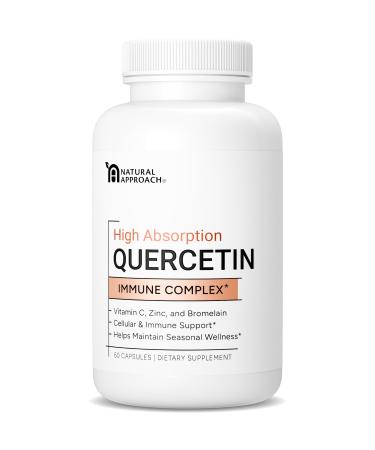 High Absorption Quercetin with Bromelain Vitamin C and Zinc - 500mg Quercetin Phytosome - 50x More Absorption - Supports Immune Function & Cellular Health - USA Manufactured Supplement - 60 Capsules
