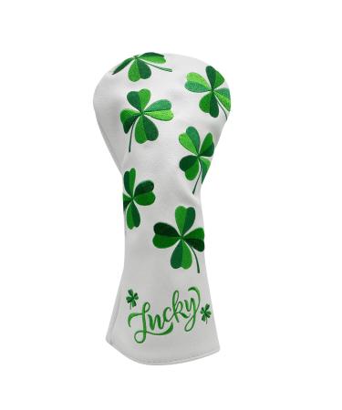 Golf Headcovers Lucky Clover Golf Driver Fairway Wood Hybrid Mallet Blade Putter Cover Headcover Premium Leather Headcovers Fits Most of Drivers Woods and Blade Putters For Driver