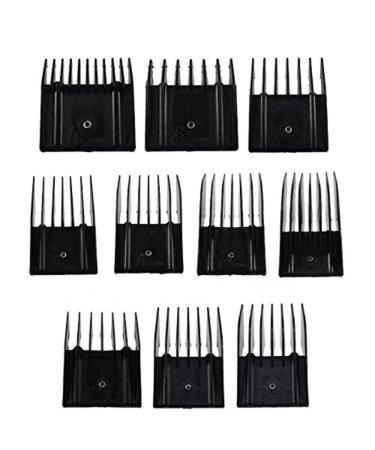 Miaco Universal Clipper Guide Comb Guard Set, 10 Pieces, Fits Oster Classic 76, A5, Andis AG, BG, Wahl, etc
