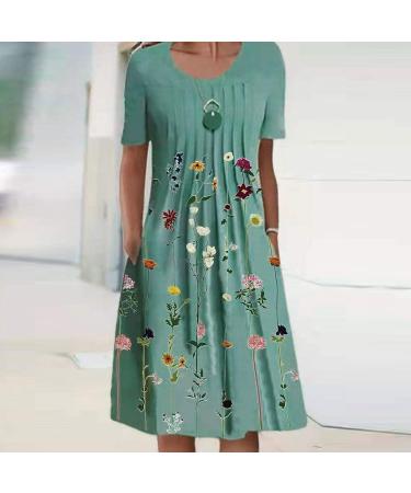 Women's Green Maxi Dress - Casual Short Sleeve Boho Sundress with Pockets (Size Small) - Buy Online on GoSupps.com