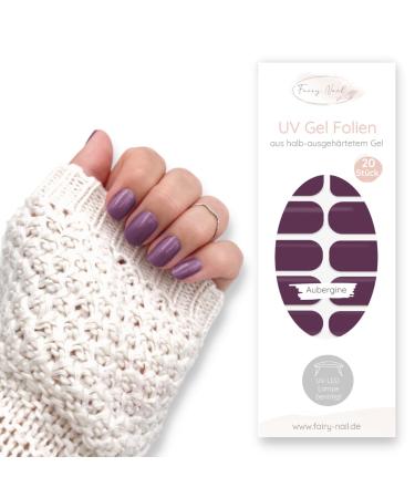 Fairy nail uv nail foils self -adhesive gel foils half hardened 20 pieces of nailwraps nail polish strips to stick on (eggplant)