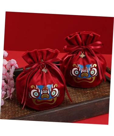 HOMSFOU 2pcs Candy Bag Packaging Bag Wedding Candy Bags Candy Bags for Wedding Decorative Candy Pouches Drawstring Candy Bags Gift Bags Wedding Decor Portable Candy Pouch Festival Supply Red 15x12cm - Buy Online on GoSupps.com