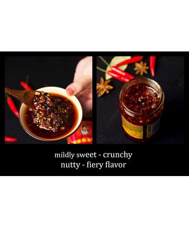Lao Gan Ma Spicy Chili Crisp - Chinese Chili Oil Hot Sauce with Roasted Pepper Flakes - 7.41oz (2 pack) + Bonus Spork - 210g - Buy Online on GoSupps.com