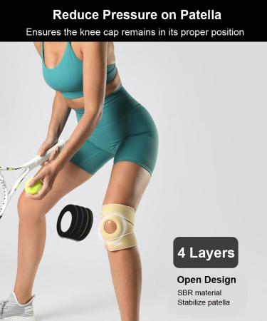 Knee Brace for Pain Relief | Patellar Tendon Support & Meniscus Tear Compression Sleeve for Men & Women - Black - Buy Online on GoSupps.com