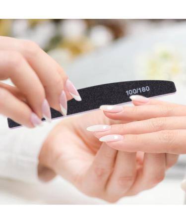 20 Piece Professional Nail File Set - 100/180 Grit Double-Sided Files for Gel & Natural Nails | Reusable for Nail Studios & DIY Nail Art | Black - Buy Online on GoSupps.com
