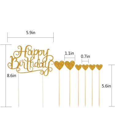 Gold Glitter Happy Birthday Cake Toppers Set of 7 - Party Decor & Decorations - Buy Online on GoSupps.com