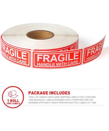 Fragile Shipping Stickers - 1x3 Handle with Care Labels | 1000 Labels per Roll for Safe International Delivery - Buy Online on GoSupps.com