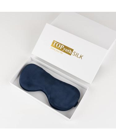 Silk Sleep Mask - 22 Momme Pure Natural 100% Mulberry Silk Eye Mask for Night Sleeping Travel (Purplish Blue)