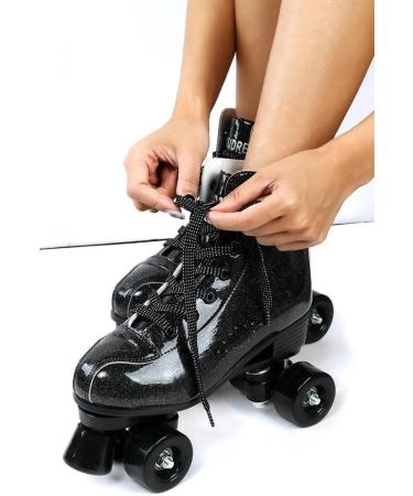 Jessie Premium PU Leather Roller Skates for Women - Classic 4-Wheel Skates for Adults - Black CrystalFlash Wheel - Size 40 - Buy Online on GoSupps.com